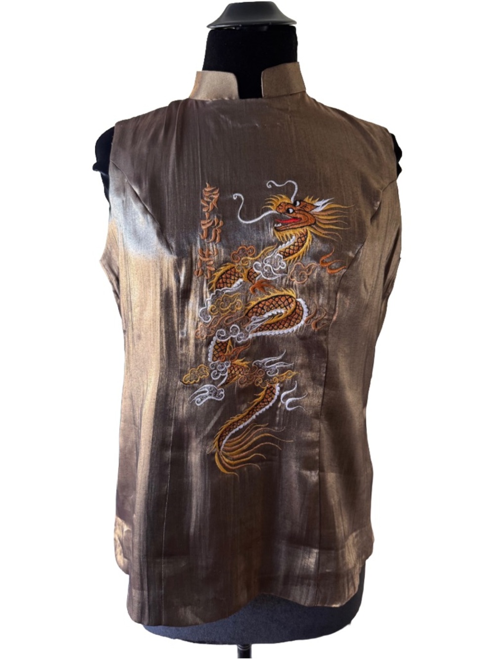 Y2K Asian Dragon Metallic Top - Picture 2 of 11